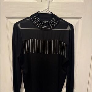 Cable & Gauge Black Sweater with Studded Accents